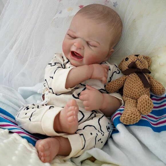 🆕17Inch Full Body Viny Newborn Baby Poseable Limbs Cute Boy Jason Reborn Baby - Picture 4 of 9